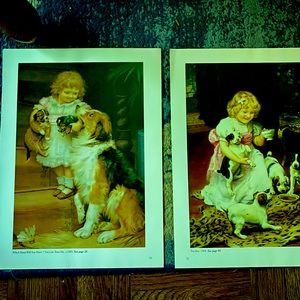 Arthur J. Elsley, Victorian Prints, Children and Animals, Dogs, Cats, Vintage